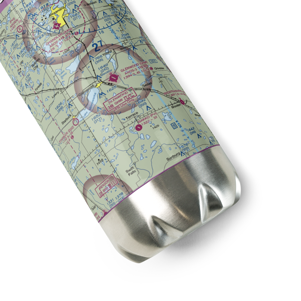 Glenwood Municipal Airport (GHW) VFR Sectional Water Bottle 
