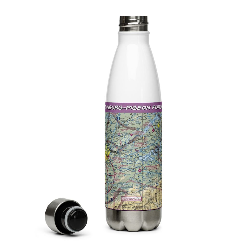 Gatlinburg-Pigeon Forge Airport (GKT) VFR Sectional Water Bottle 