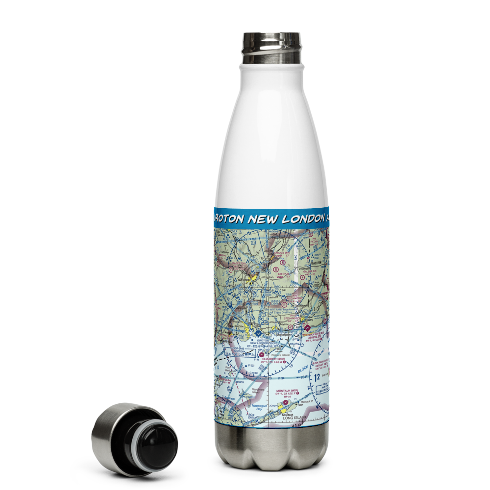 Groton New London Airport (GON) VFR Sectional Water Bottle 