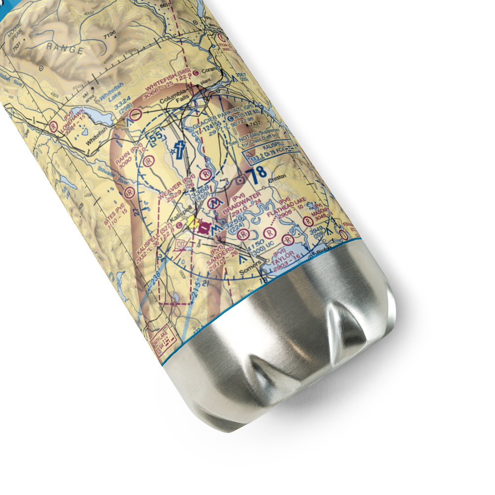 Glacier Park International Airport (GPI) VFR Sectional Water Bottle 
