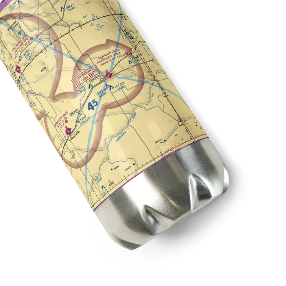 Gordon Municipal Airport (GRN) VFR Sectional Water Bottle 