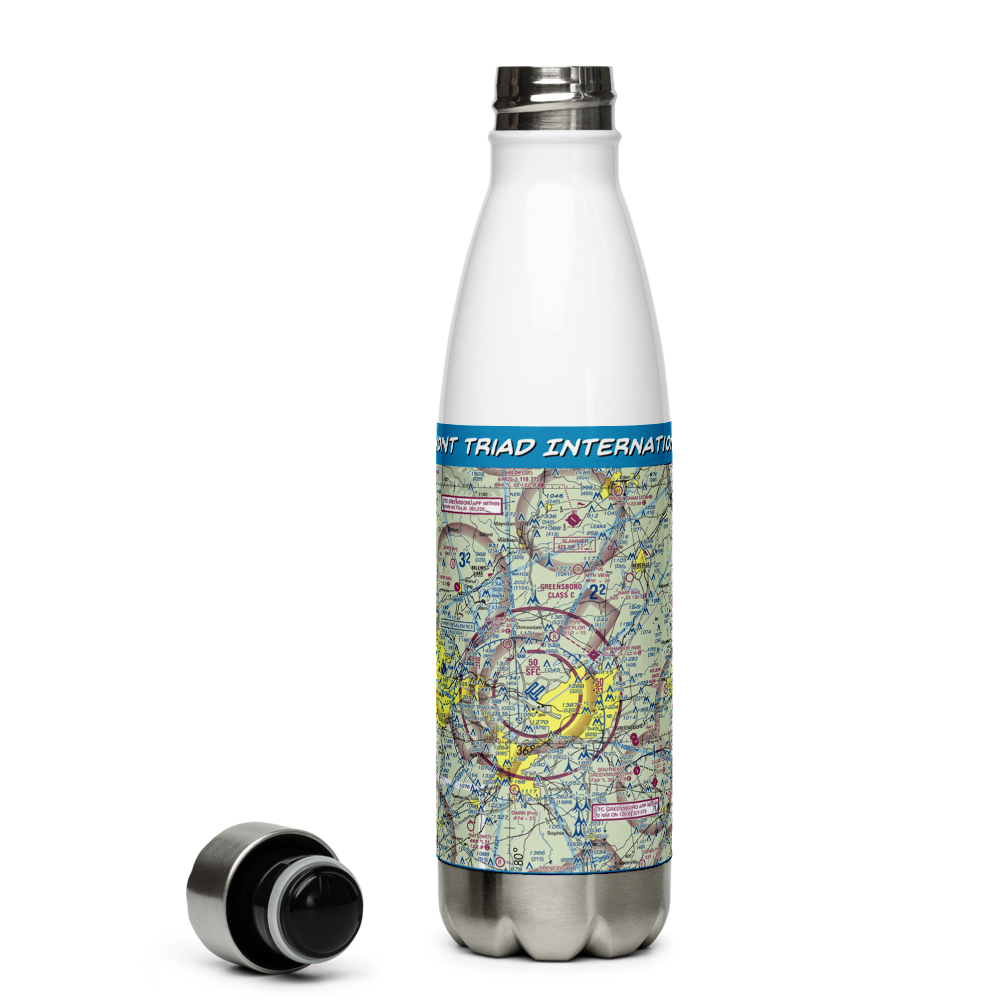 Piedmont Triad International Airport (GSO) VFR Sectional Water Bottle 