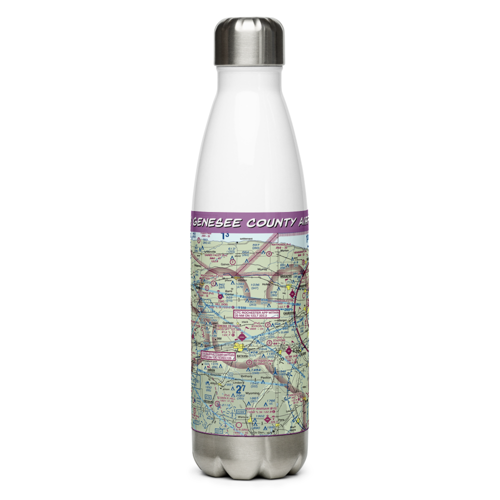 Genesee County Airport (GVQ) VFR Sectional Water Bottle 