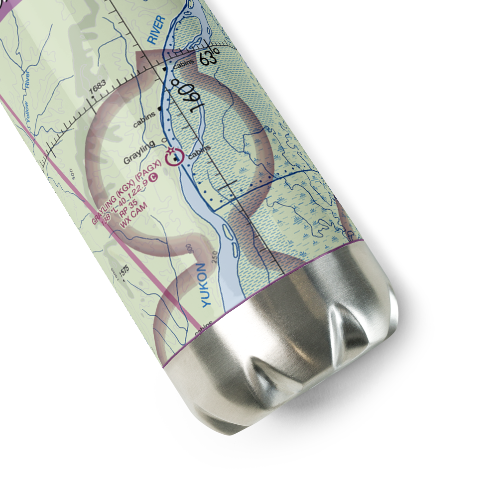 Grayling Airport (KGX) VFR Sectional Water Bottle 