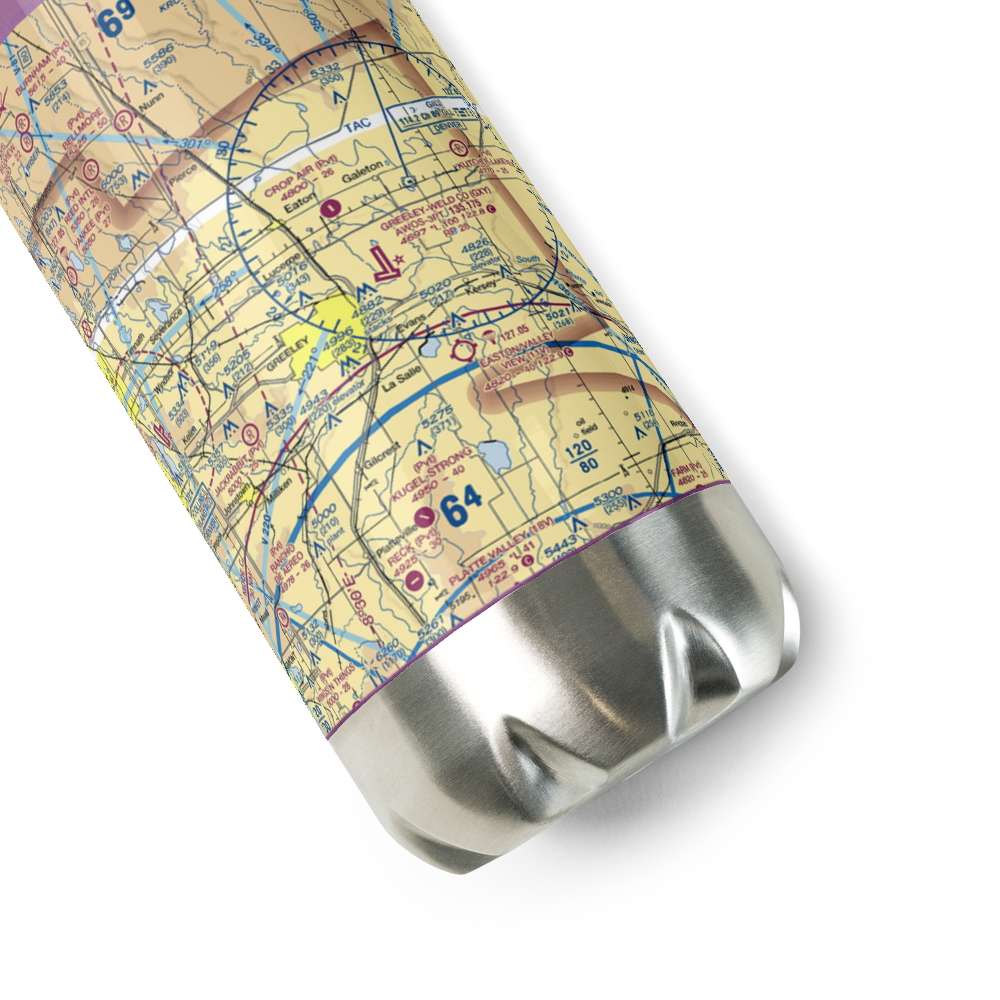 Greeley–Weld County Airport (GXY) VFR Sectional Water Bottle 