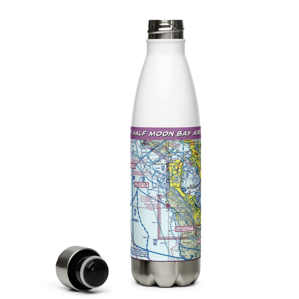 Half Moon Bay Airport (HAF) VFR Sectional Water Bottle 