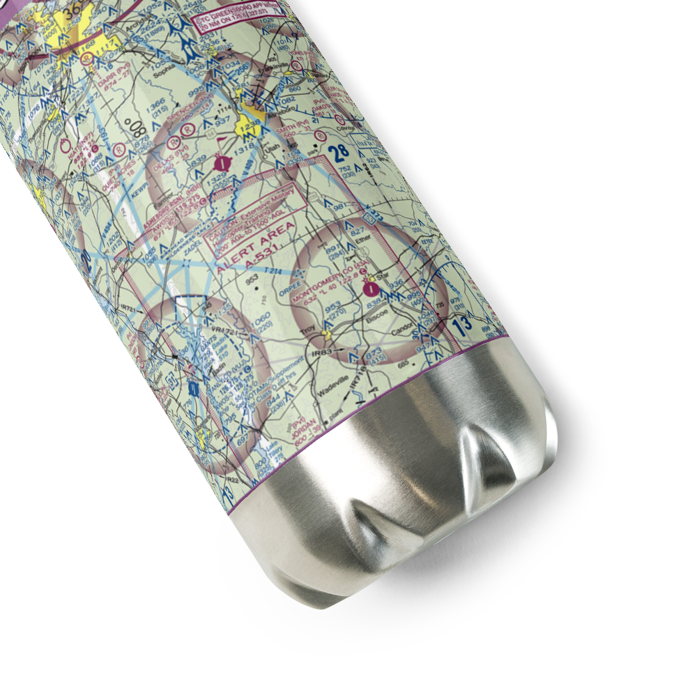 Asheboro Regional Airport (HBI) VFR Sectional Water Bottle 