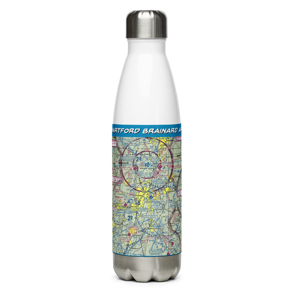 Hartford Brainard Airport (HFD) VFR Sectional Water Bottle 