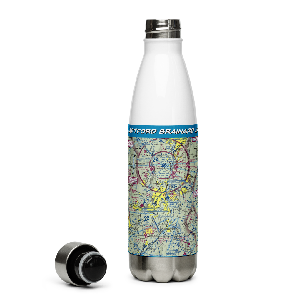 Hartford Brainard Airport (HFD) VFR Sectional Water Bottle 