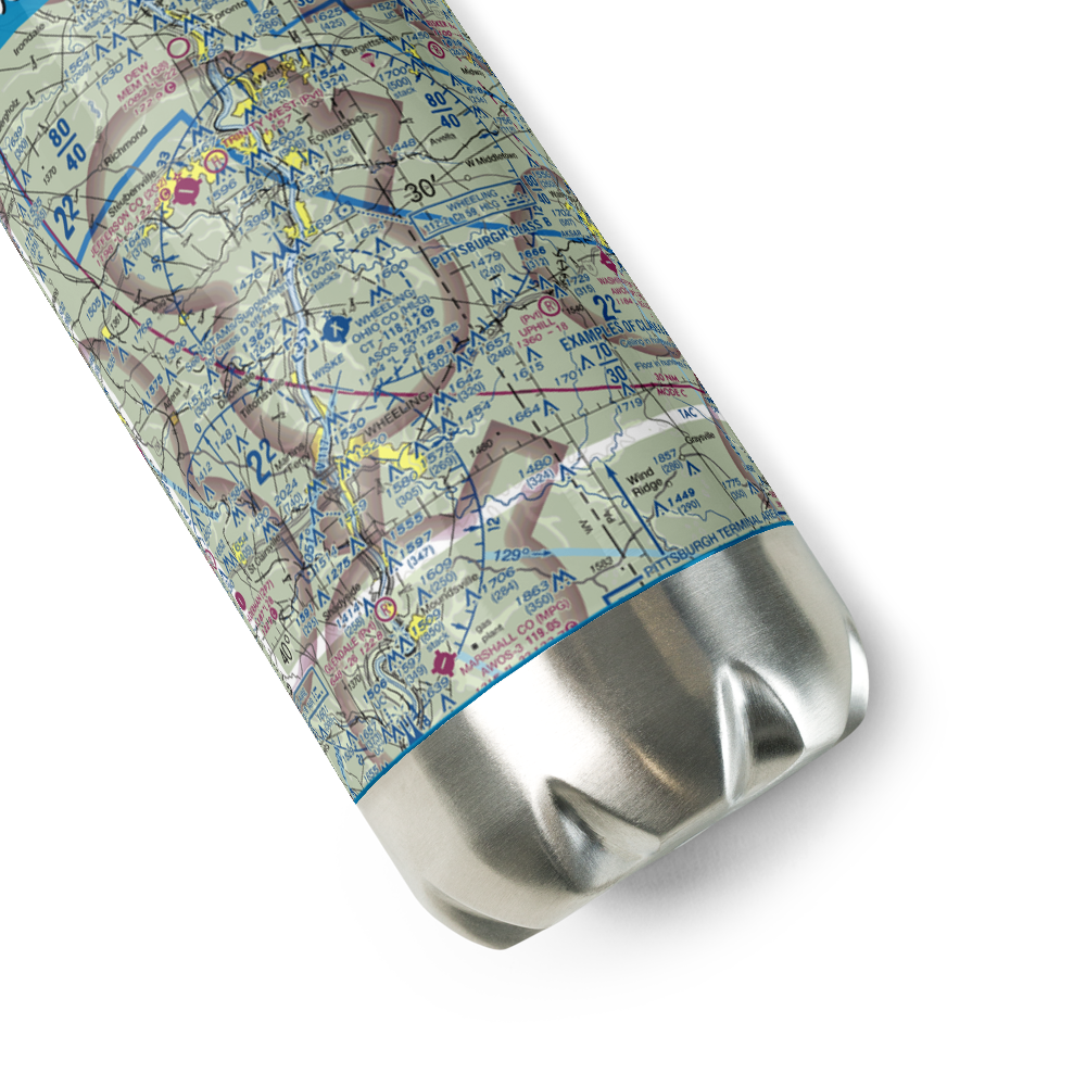 Wheeling Ohio County Airport (HLG) VFR Sectional Water Bottle 