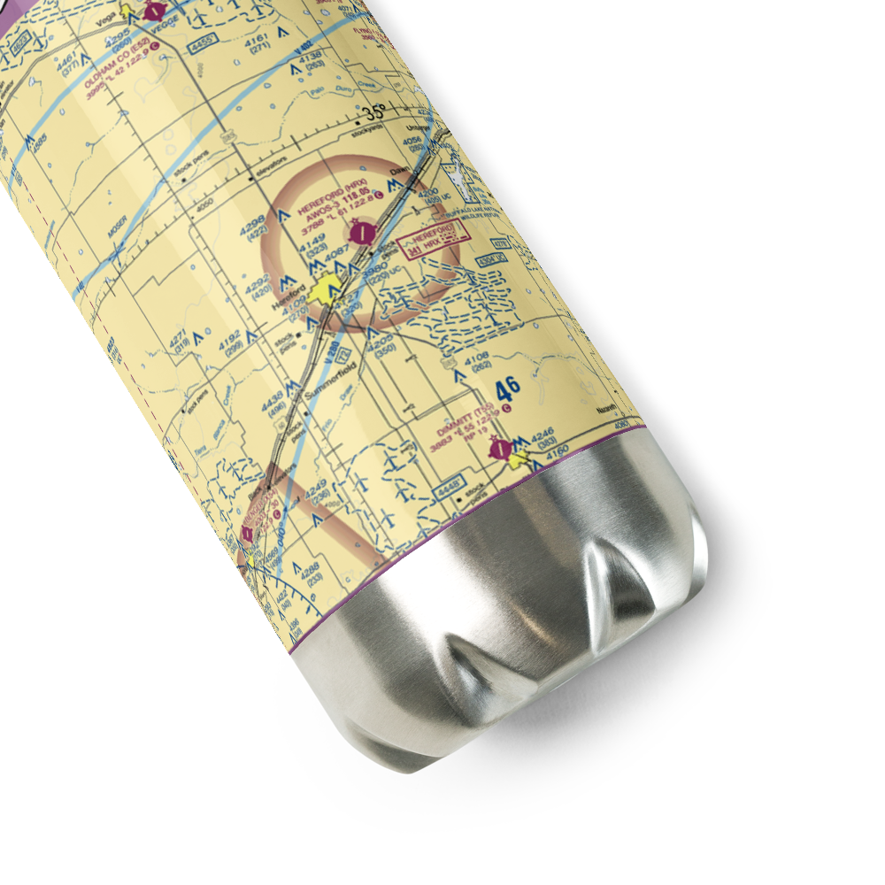 Hereford Municipal Airport (HRX) VFR Sectional Water Bottle 
