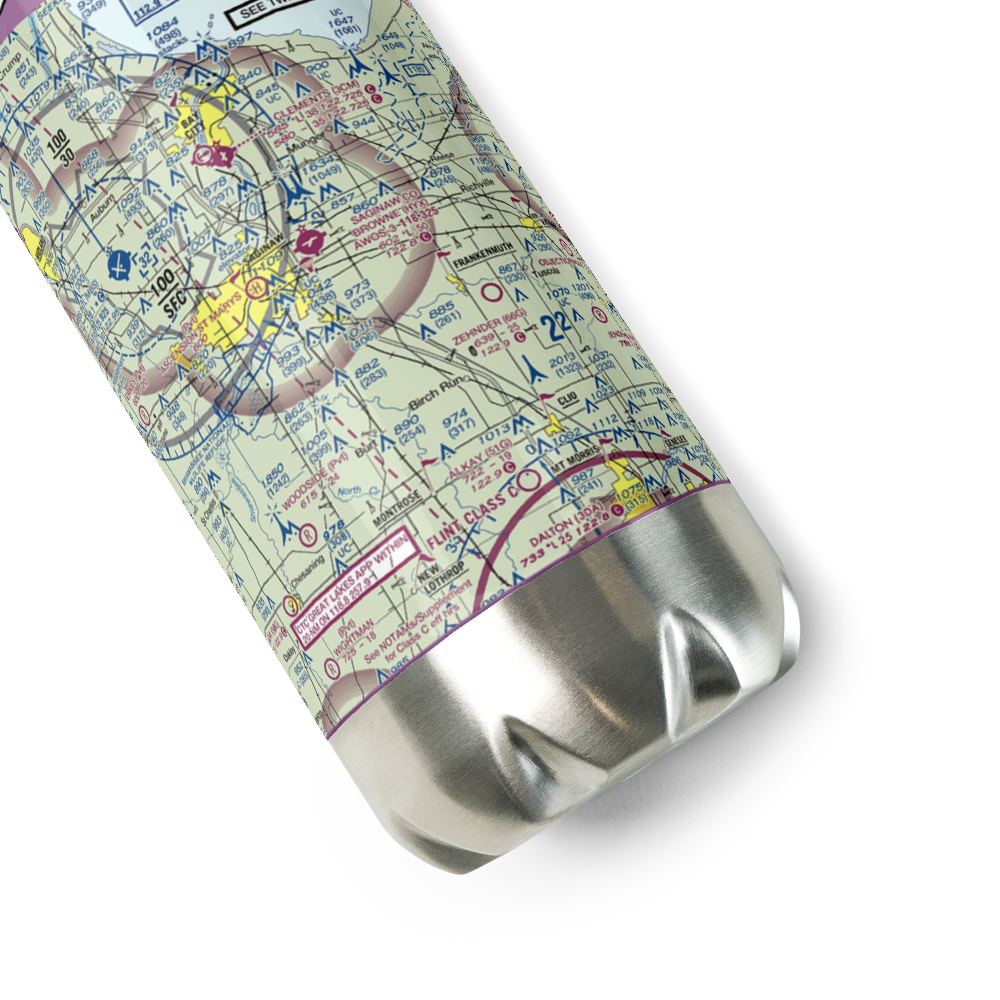 Saginaw County H.W. Browne Airport (HYX) VFR Sectional Water Bottle 
