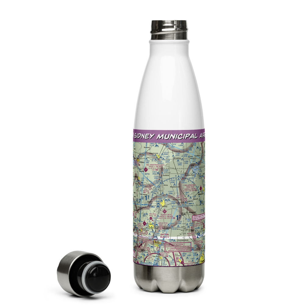 Sidney Municipal Airport (SCA) VFR Sectional Water Bottle 