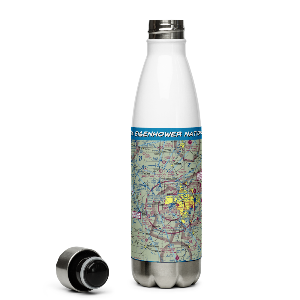 Wichita Eisenhower National Airport (ICT) VFR Sectional Water Bottle 