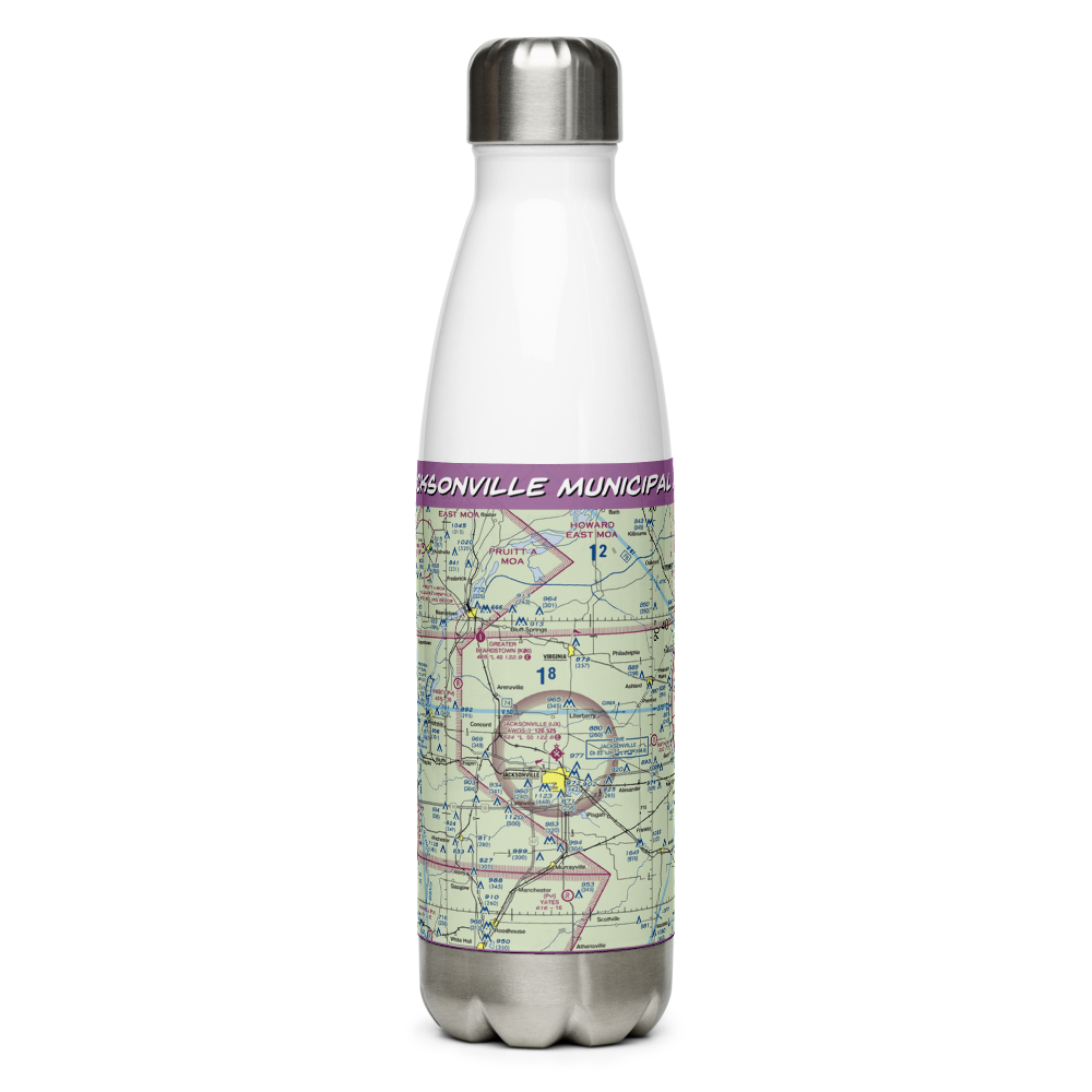 Jacksonville Municipal Airport (IJX) VFR Sectional Water Bottle 