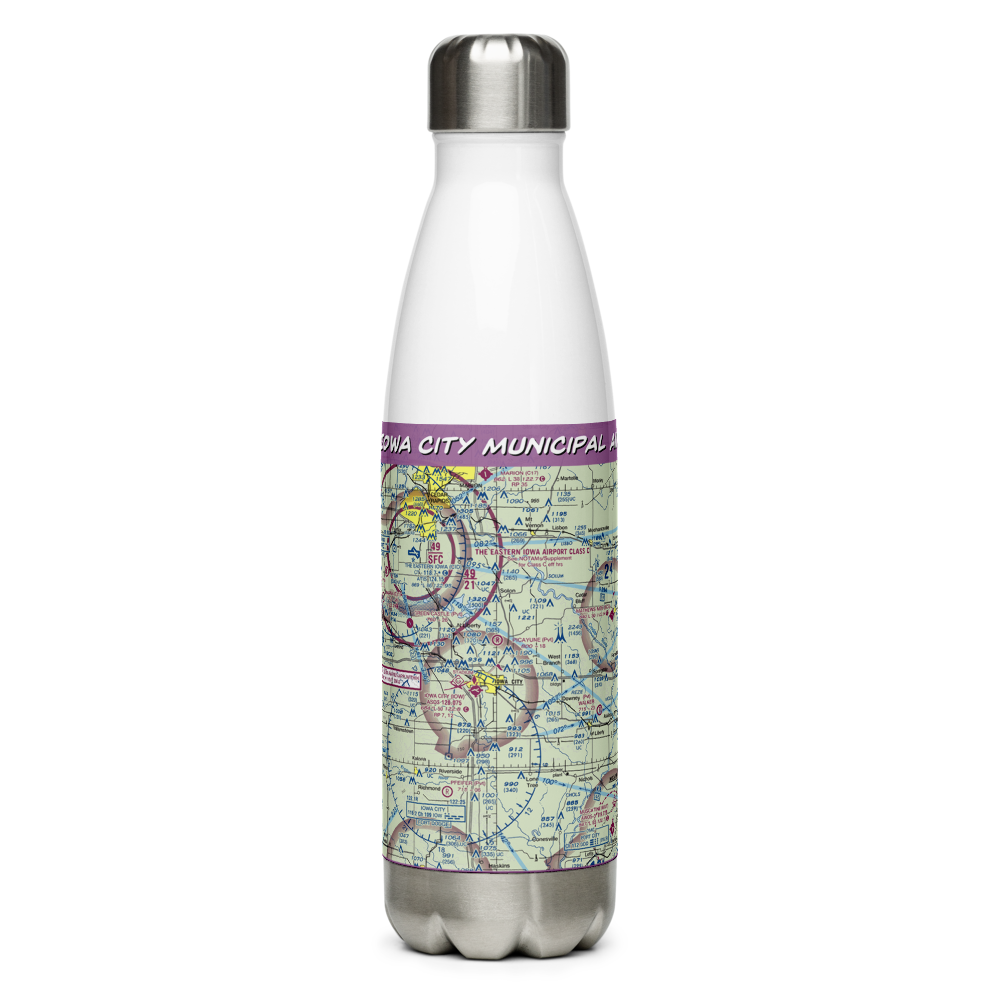 Iowa City Municipal Airport (IOW) VFR Sectional Water Bottle 
