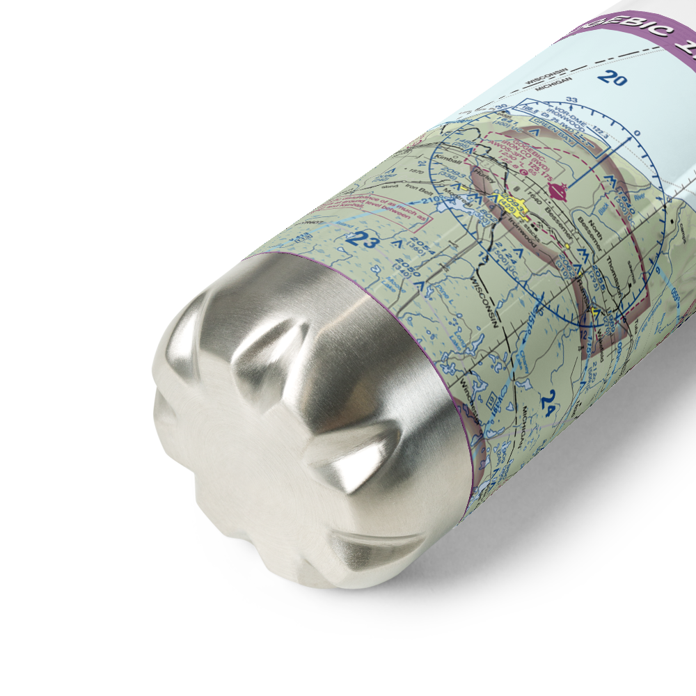 Gogebic Iron County Airport (IWD) VFR Sectional Water Bottle 