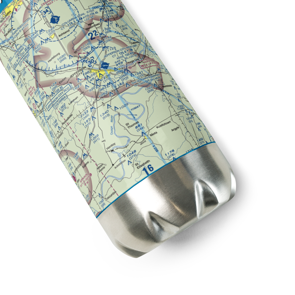 Jefferson City Memorial Airport (JEF) VFR Sectional Water Bottle 