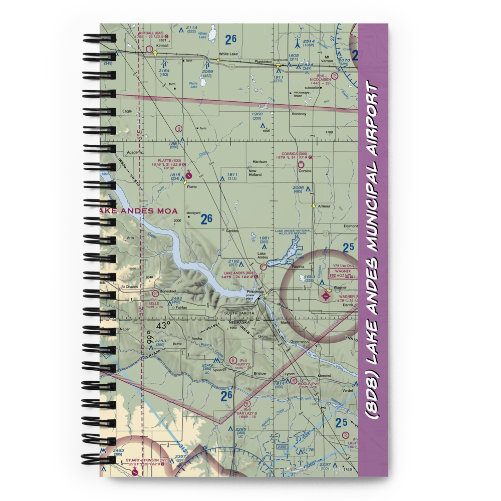 Lake Andes Municipal Airport (8D8) VFR Sectional Notebook 