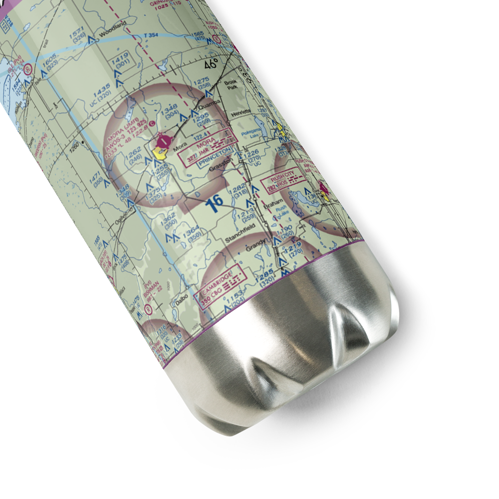Mora Municipal Airport (JMR) VFR Sectional Water Bottle 