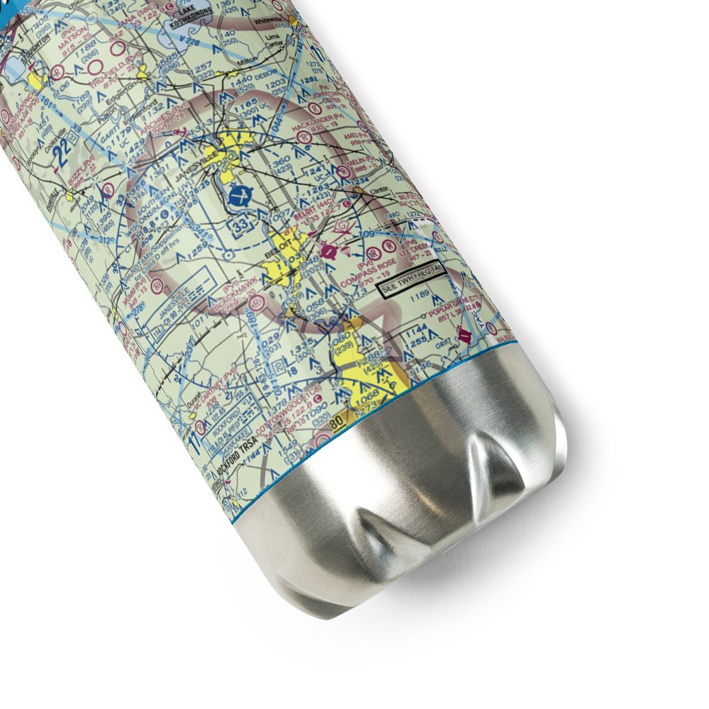 Southern Wisconsin Regional Airport (JVL) VFR Sectional Water Bottle 