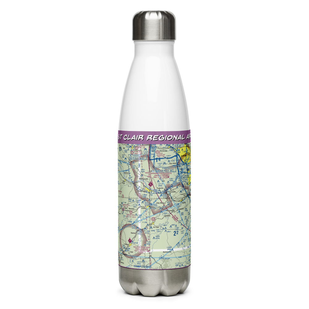St Clair Regional Airport (K39) VFR Sectional Water Bottle 