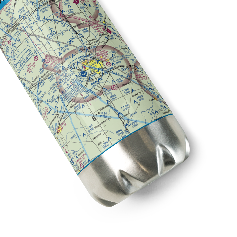 Purdue University Airport (LAF) VFR Sectional Water Bottle 