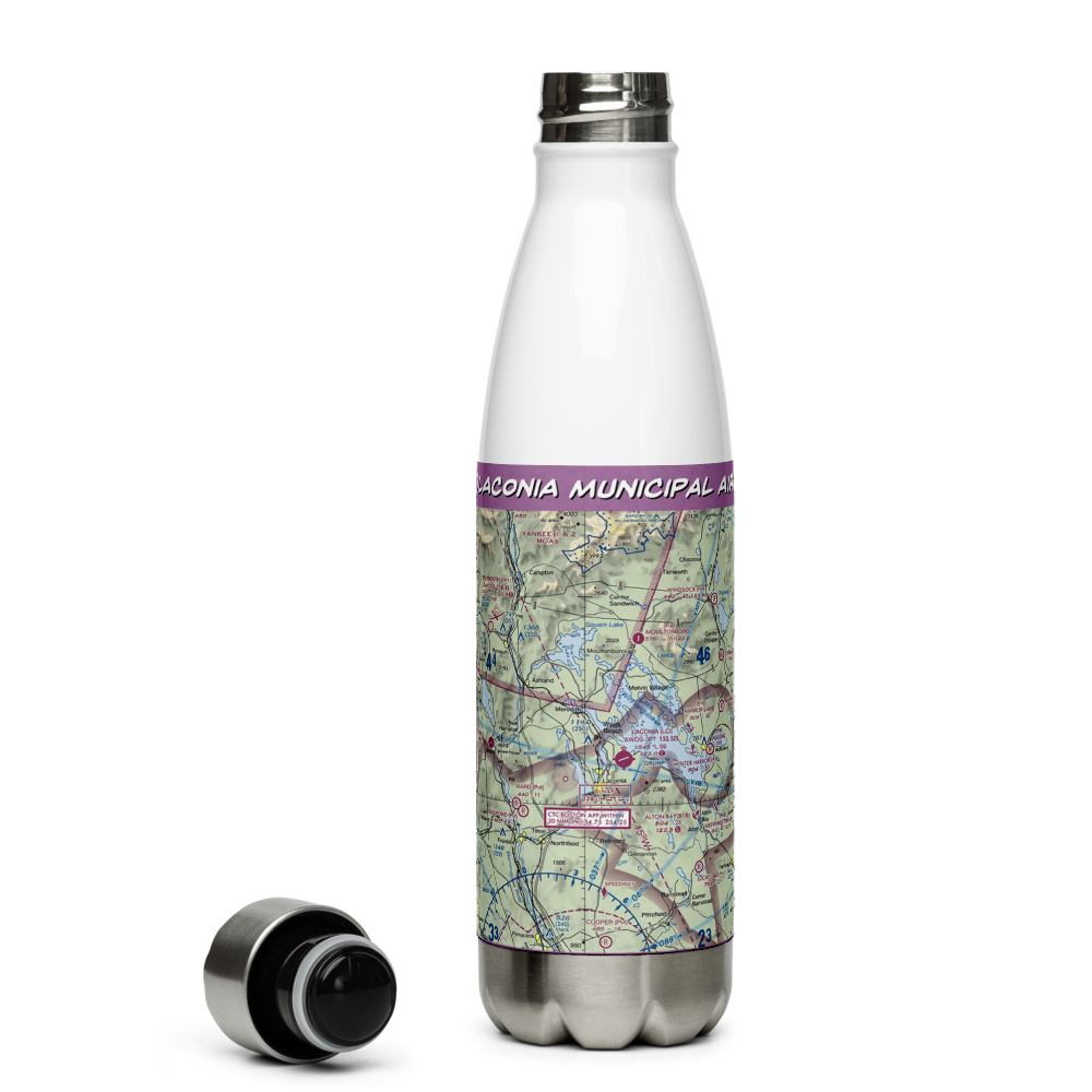 Laconia Municipal Airport (LCI) VFR Sectional Water Bottle 