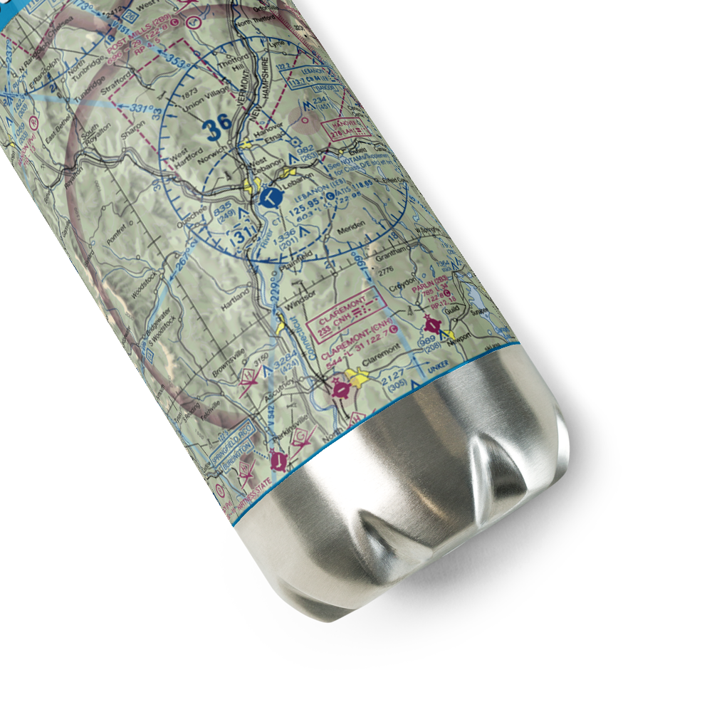 Lebanon Municipal Airport (LEB) VFR Sectional Water Bottle 