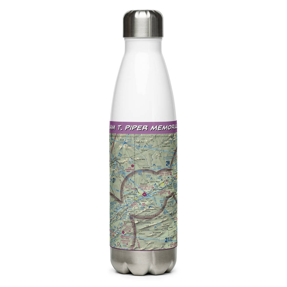 William T. Piper Memorial Airport (LHV) VFR Sectional Water Bottle 