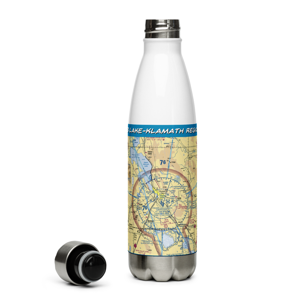 Crater Lake-Klamath Regional Airport (LMT) VFR Sectional Water Bottle 