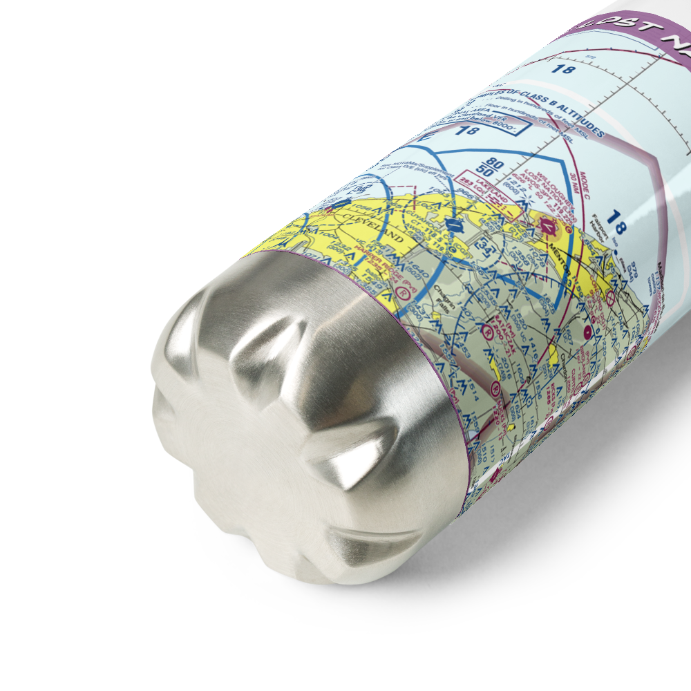 Willoughby Lost Nation Municipal Airport (LNN) VFR Sectional Water Bottle 