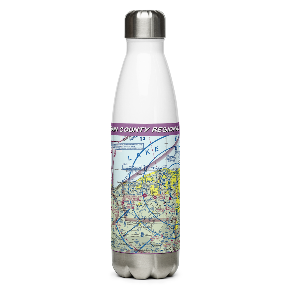 Lorain County Regional Airport (LPR) VFR Sectional Water Bottle 