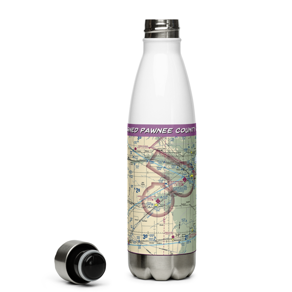 Larned Pawnee County Airport (LQR) VFR Sectional Water Bottle 