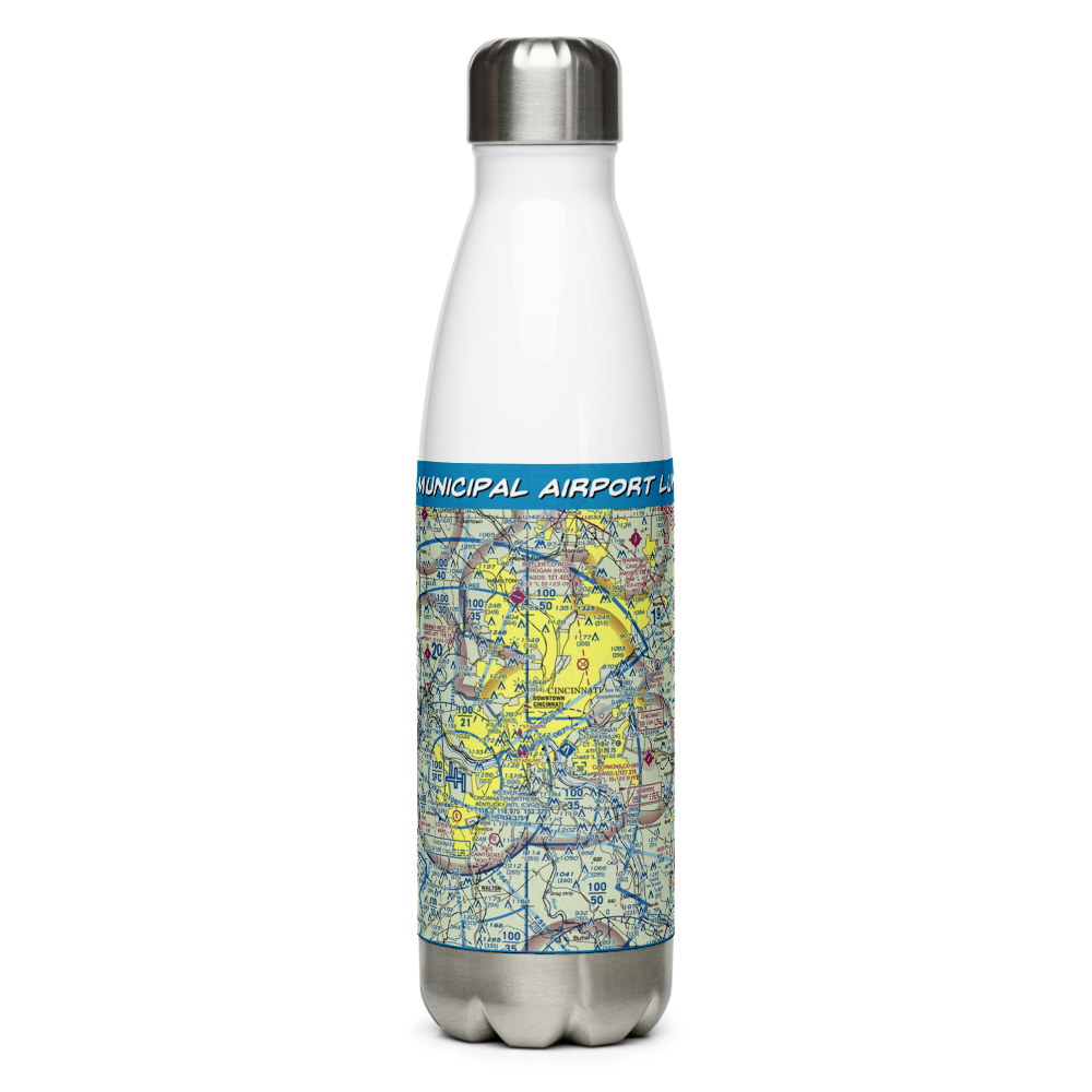 Cincinnati Municipal Airport Lunken Field (LUK) VFR Sectional Water Bottle 