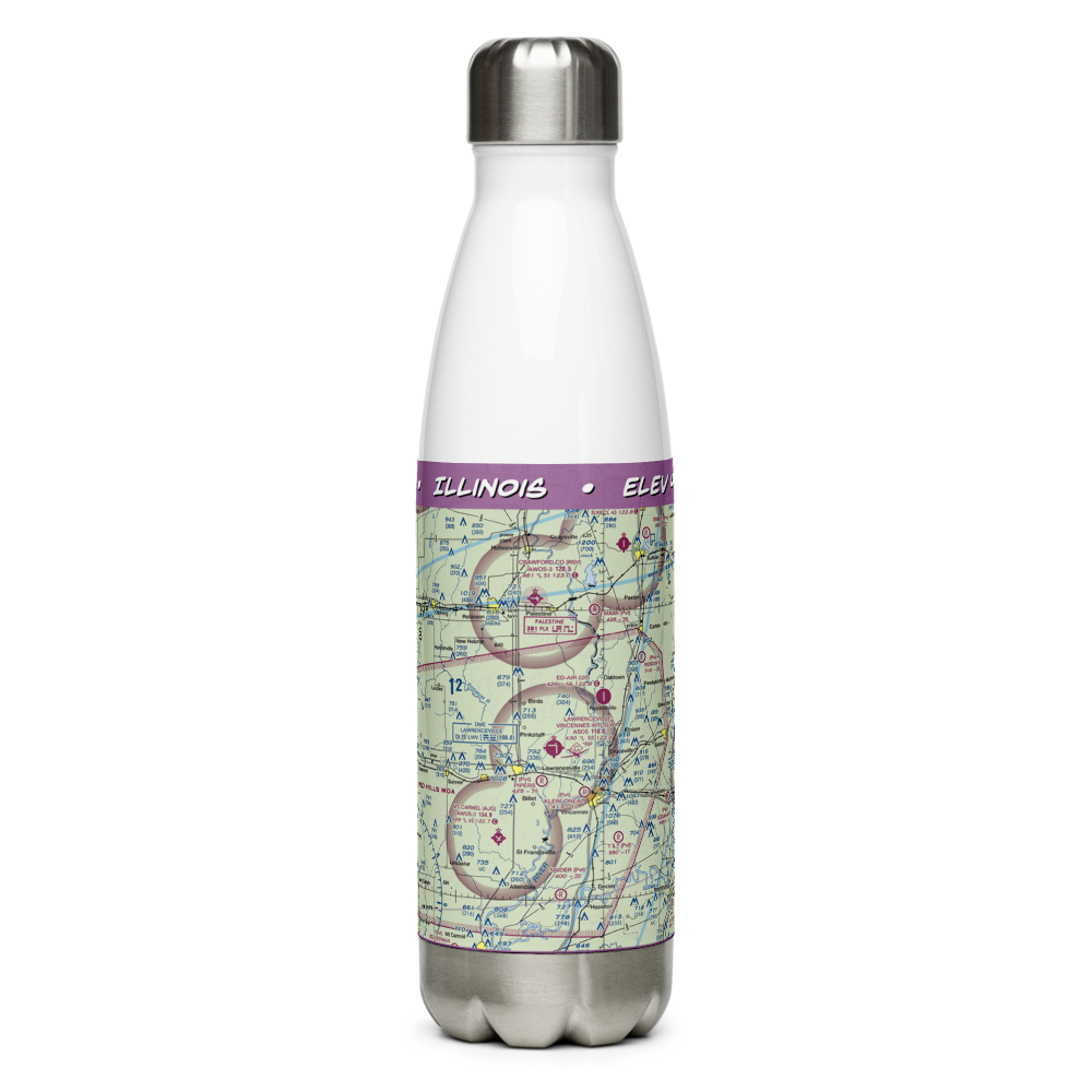 Lawrenceville Vincennes International Airport (LWV) VFR Sectional Water Bottle 