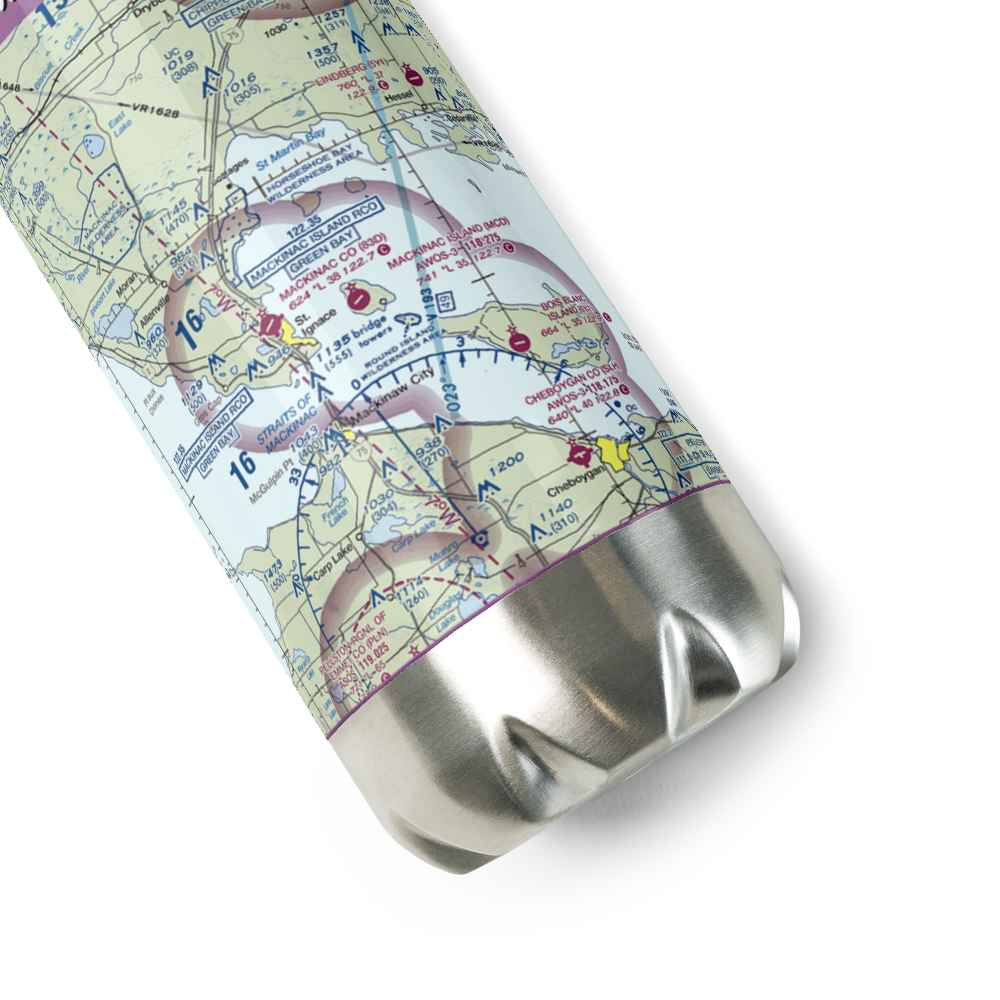 Mackinac Island Airport (MCD) VFR Sectional Water Bottle 