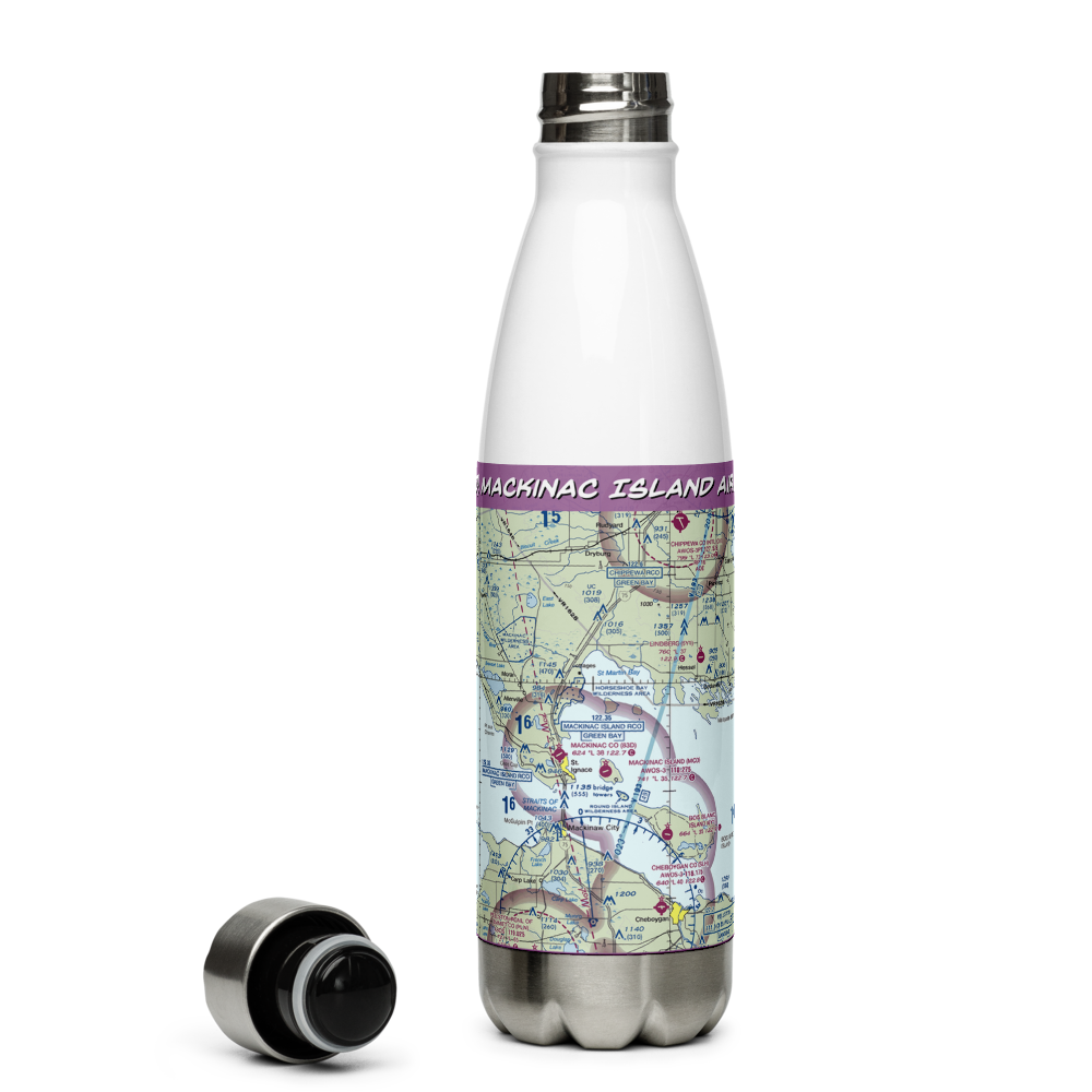 Mackinac Island Airport (MCD) VFR Sectional Water Bottle 