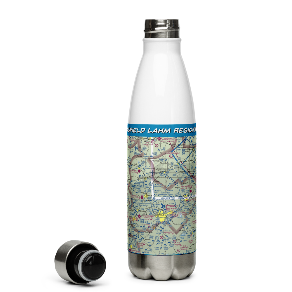 Mansfield Lahm Regional Airport (MFD) VFR Sectional Water Bottle 