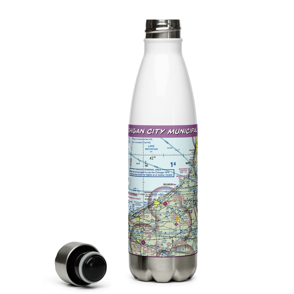 Michigan City Municipal Airport (MGC) VFR Sectional Water Bottle 