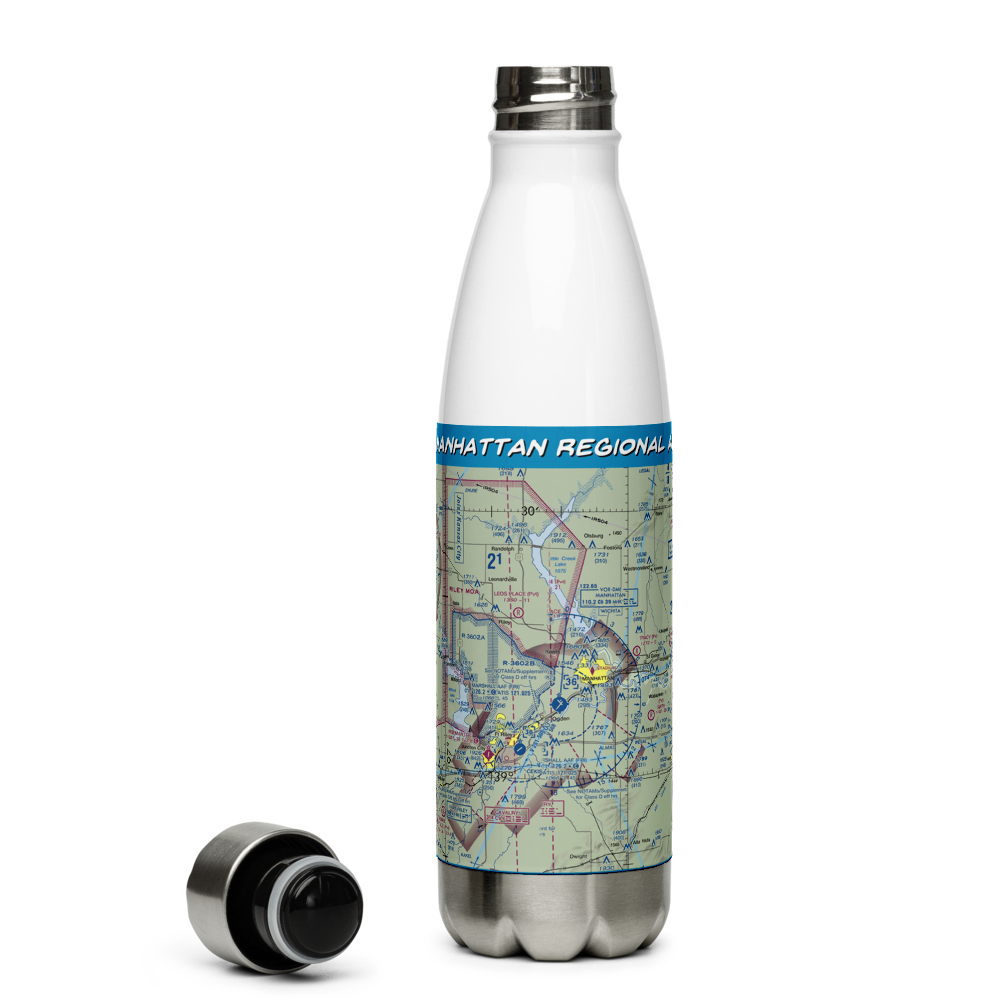Manhattan Regional Airport (MHK) VFR Sectional Water Bottle 