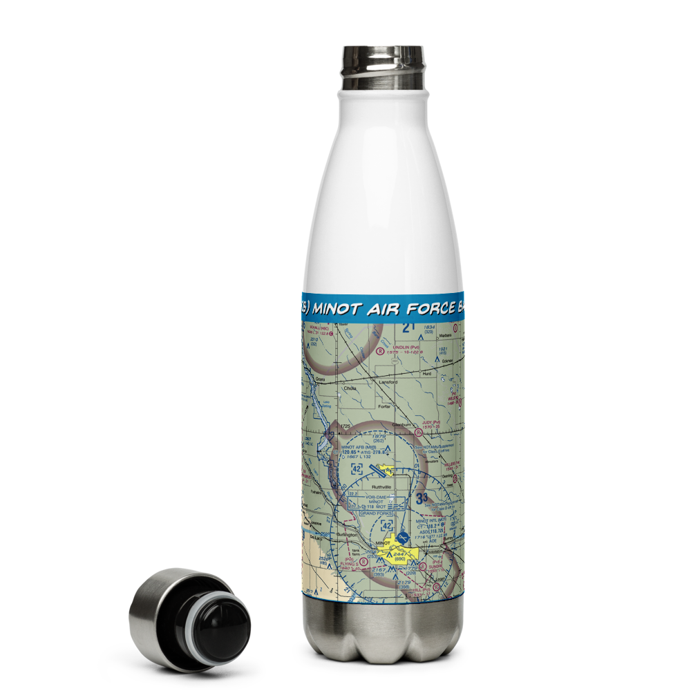 Minot Air Force Base (MIB) VFR Sectional Water Bottle 