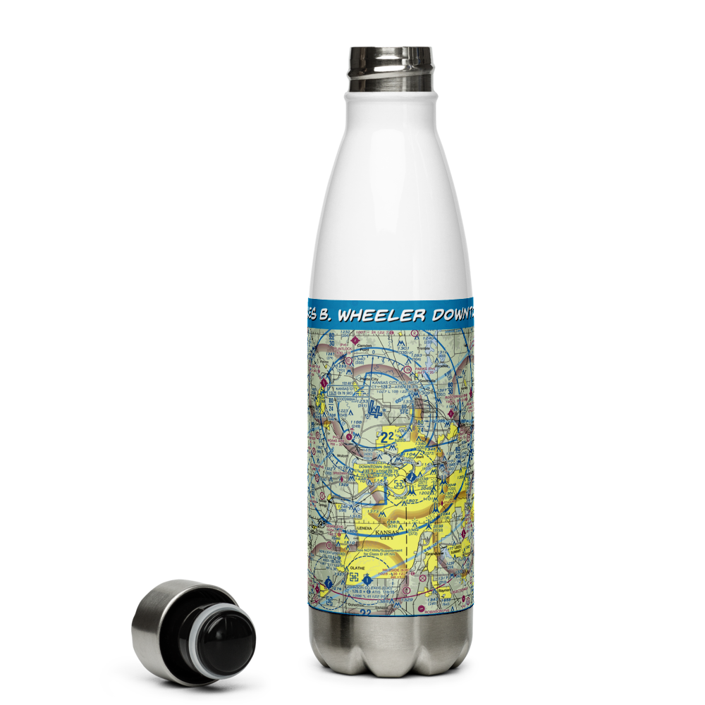 Charles B. Wheeler Downtown Airport (MKC) VFR Sectional Water Bottle 