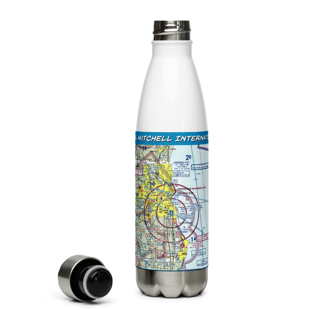 General Mitchell International Airport (MKE) VFR Sectional Water Bottle 