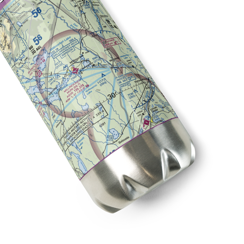 Millinocket Municipal Airport (MLT) VFR Sectional Water Bottle 