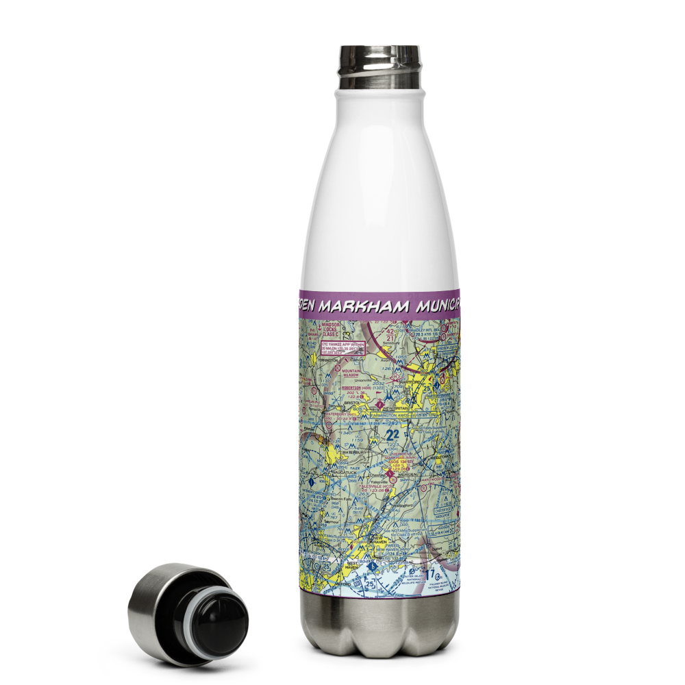 Meriden Markham Municipal Airport (MMK) VFR Sectional Water Bottle 