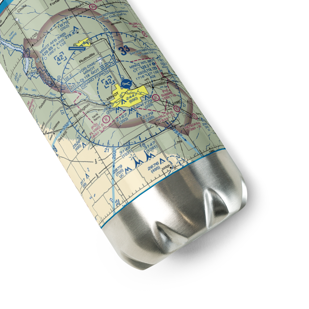 Minot International Airport (MOT) VFR Sectional Water Bottle 