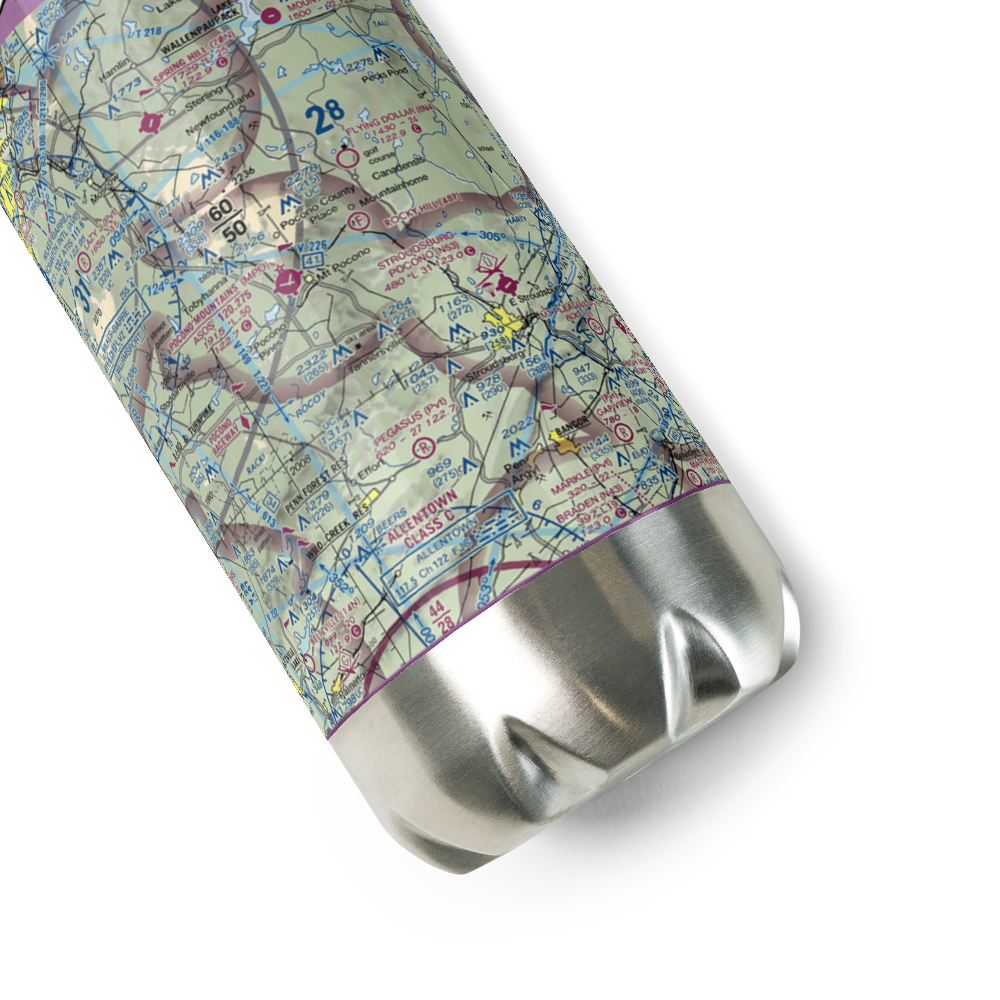 Pocono Mountains Municipal Airport (MPO) VFR Sectional Water Bottle 