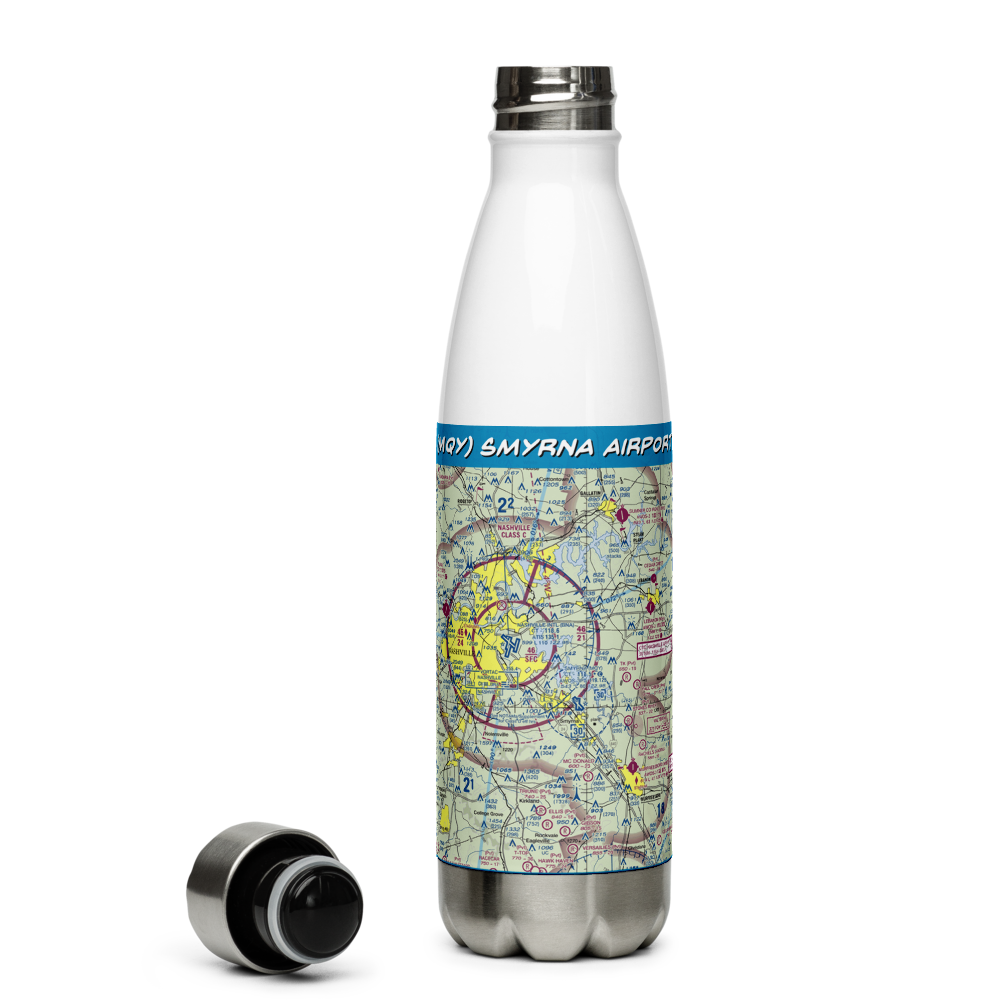 Smyrna Airport (MQY) VFR Sectional Water Bottle 