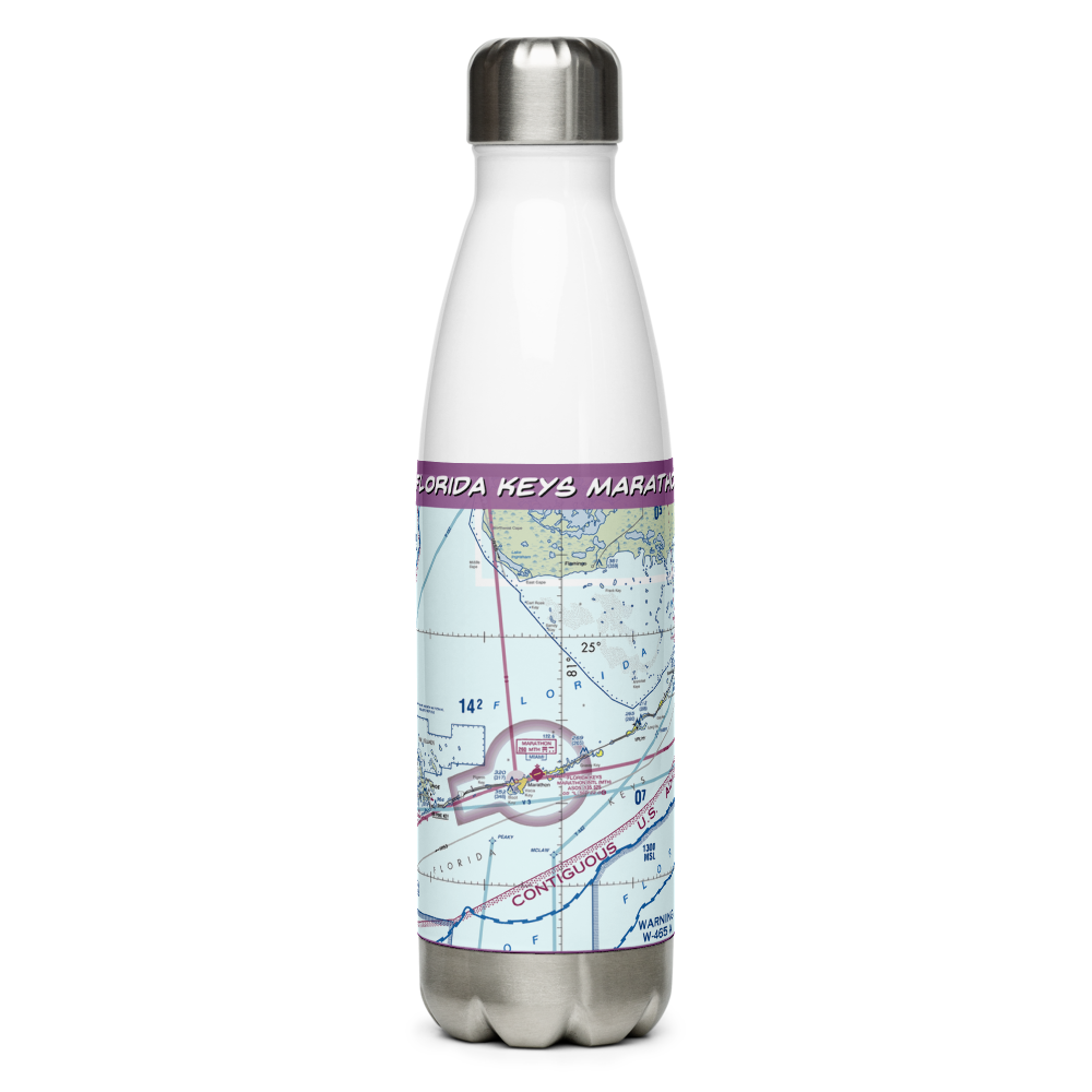 The Florida Keys Marathon Airport (MTH) VFR Sectional Water Bottle 